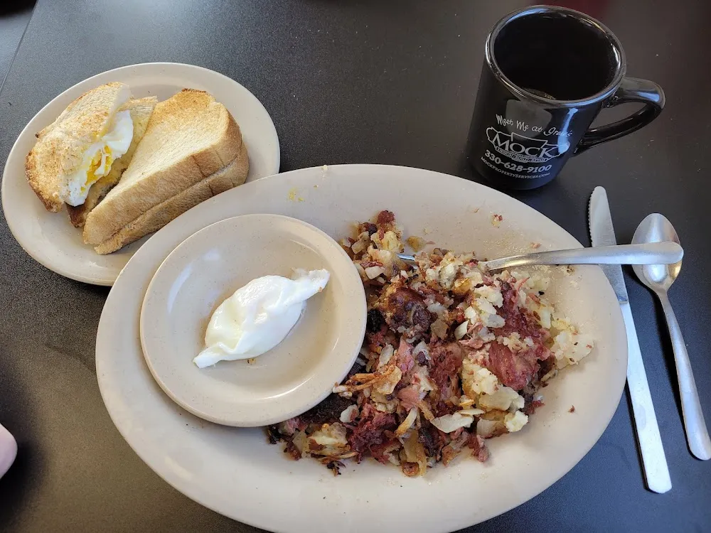 Corned Beef Hash Poached Eggs and Sourdough Toast